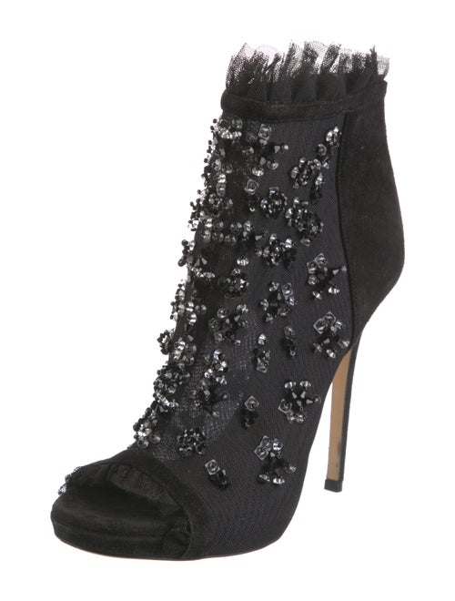 Jimmy Choo Suede Crystal Embellishments Lace-Up Boots