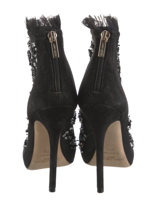 Jimmy Choo Suede Crystal Embellishments Lace-Up Boots