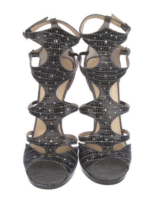 Jimmy Choo Leather Printed Gladiator Sandals