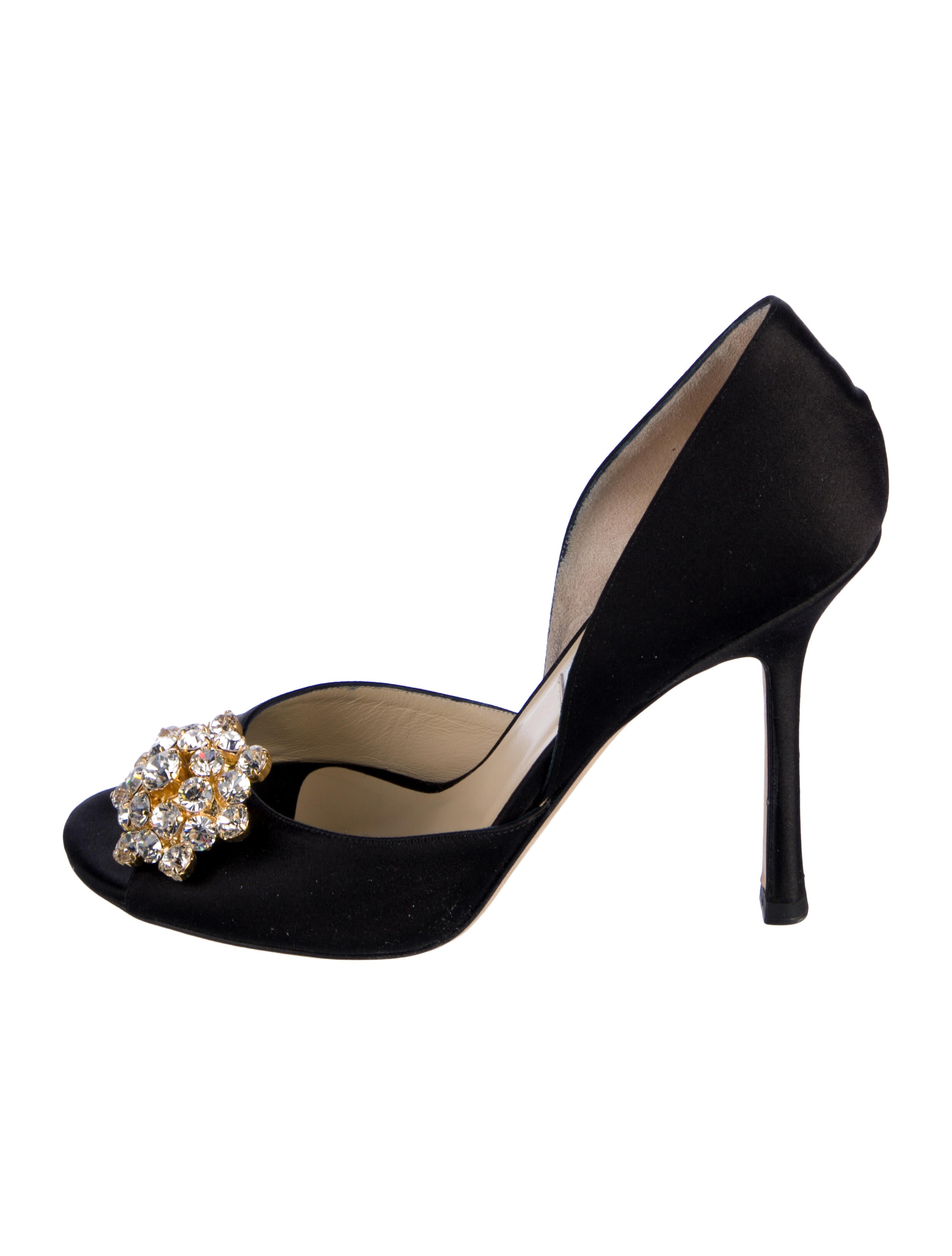 Jimmy Choo Satin Crystal Embellishments D'Orsay Pumps