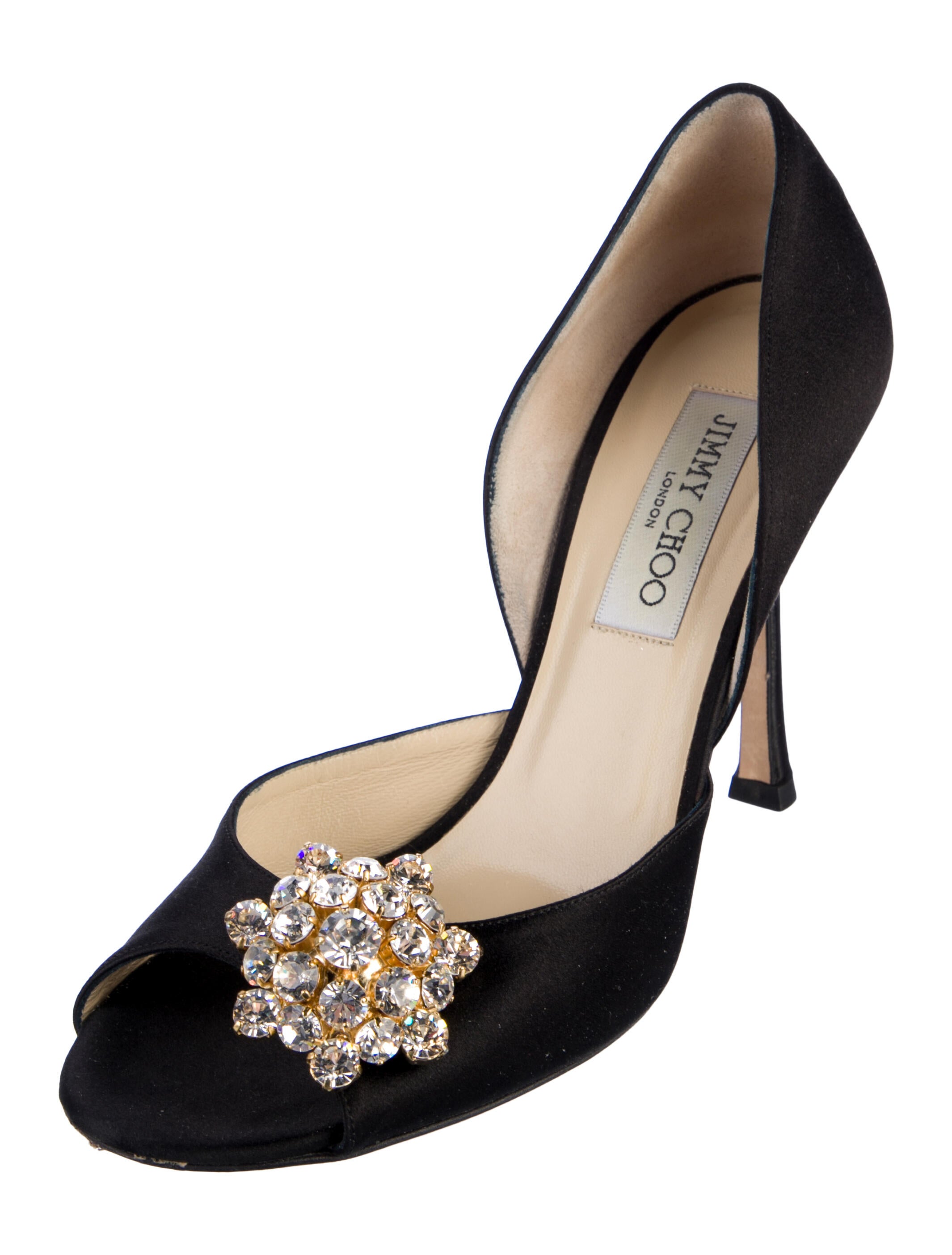 Jimmy Choo Satin Crystal Embellishments D'Orsay Pumps