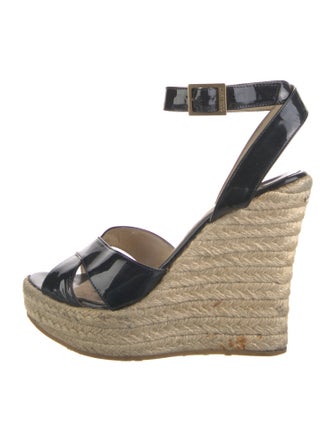 Jimmy Choo Patent Leather Braided Accents Espadrilles