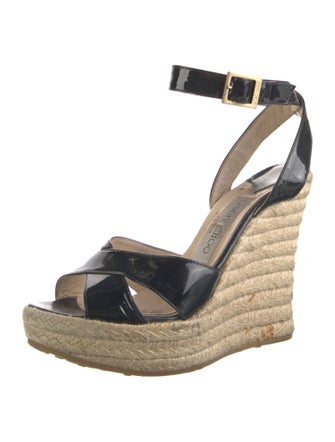 Jimmy Choo Patent Leather Braided Accents Espadrilles