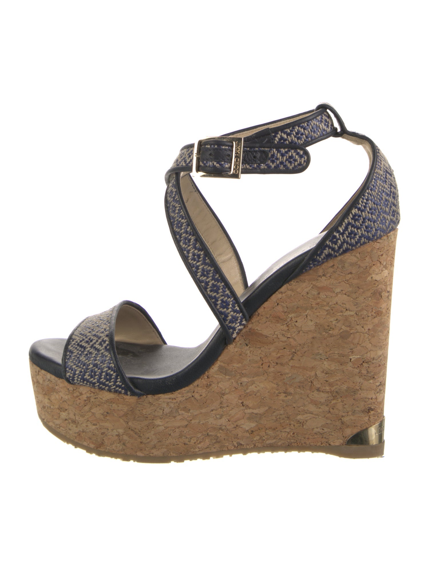 Jimmy Choo Animal Print Leather Trim Embellishment Espadrilles