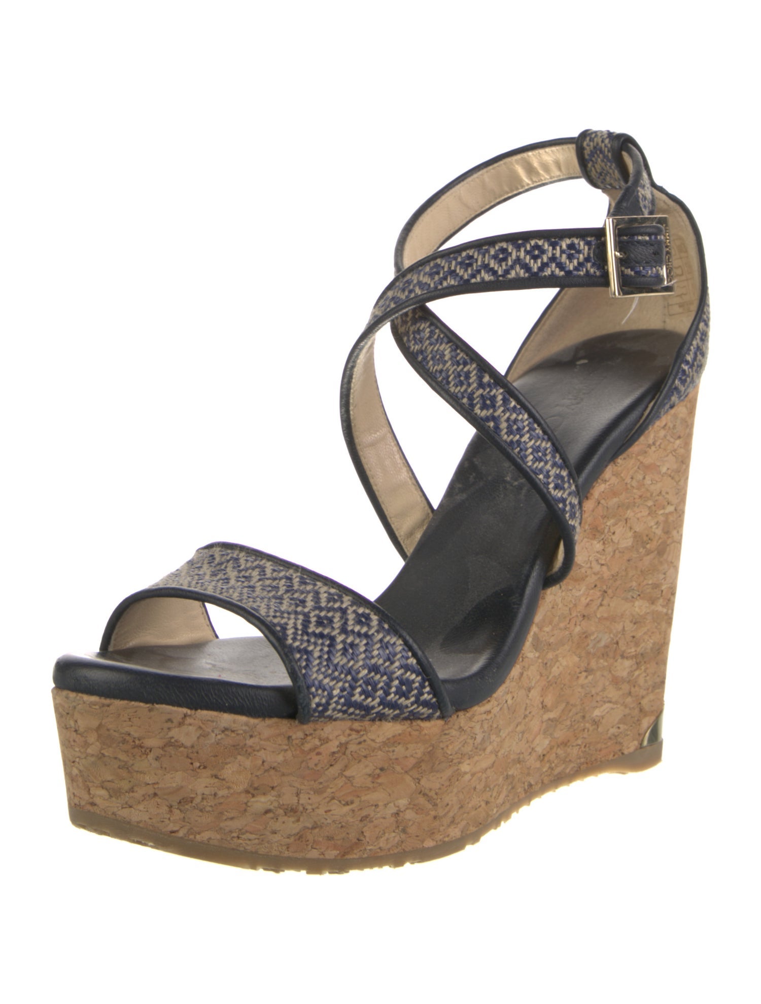 Jimmy Choo Animal Print Leather Trim Embellishment Espadrilles