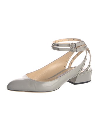 Jimmy Choo Patent Leather Studded Accents Slingback Flats