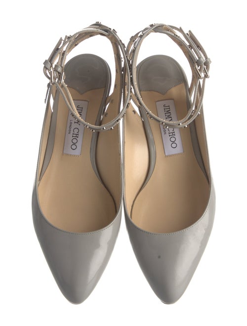 Jimmy Choo Patent Leather Studded Accents Slingback Flats