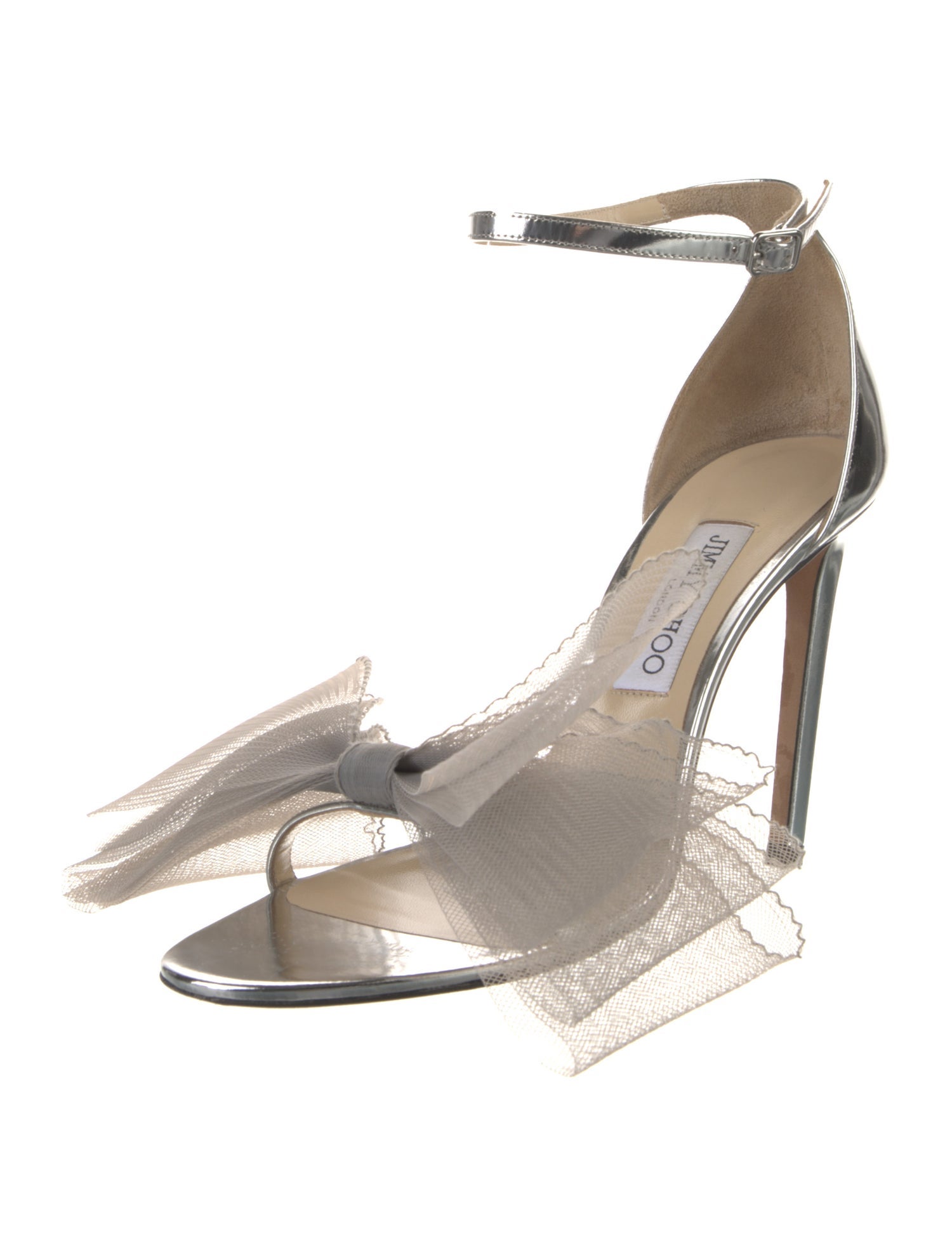 Jimmy Choo Patent Leather Mesh Accents Sandals