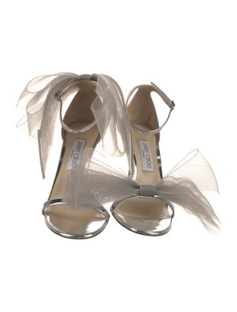 Jimmy Choo Patent Leather Mesh Accents Sandals