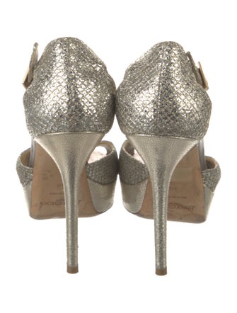 Jimmy Choo Crystal Glitter Accents T-Strap Sandals