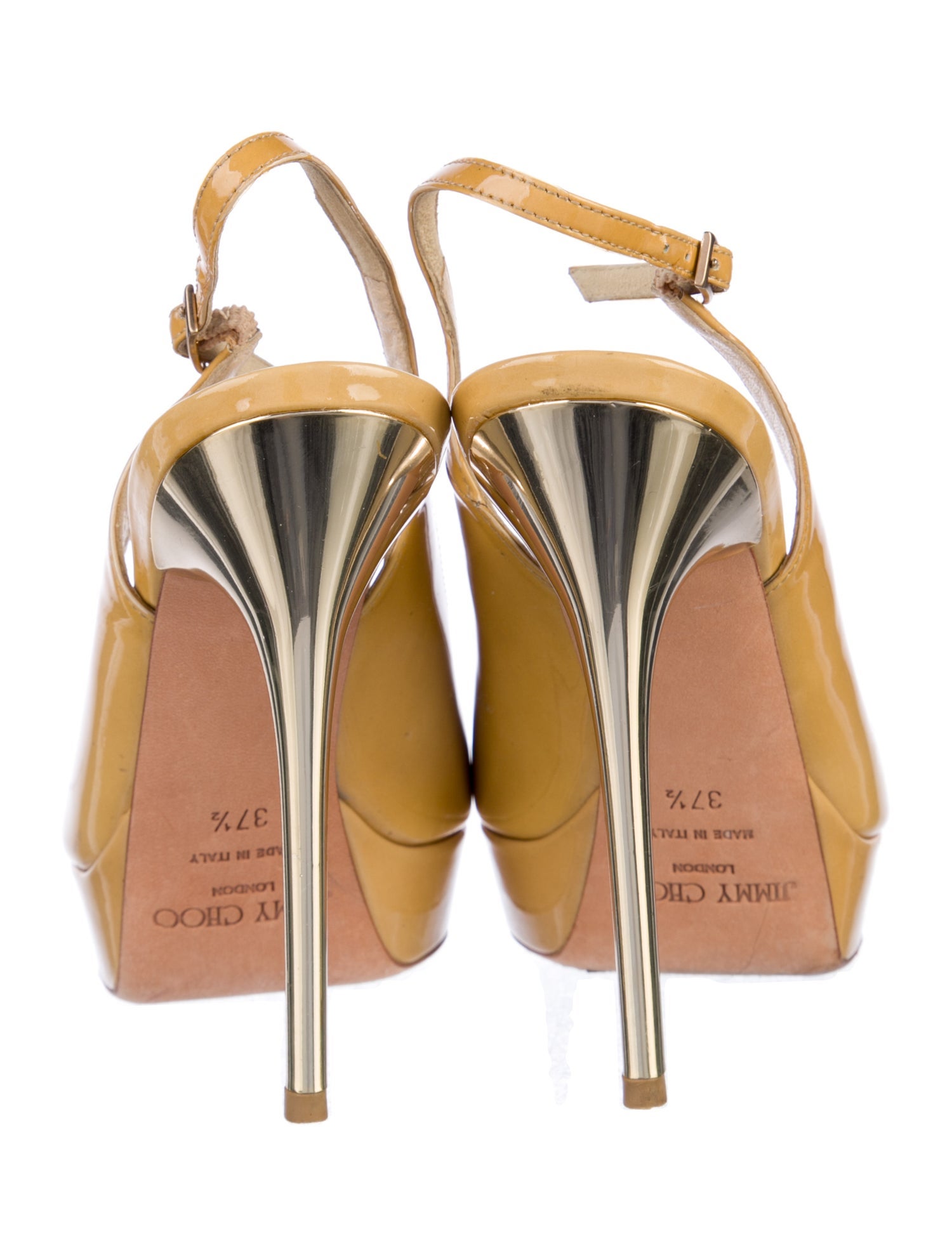 Jimmy Choo Patent Leather Cutout Accent Slingback Pumps