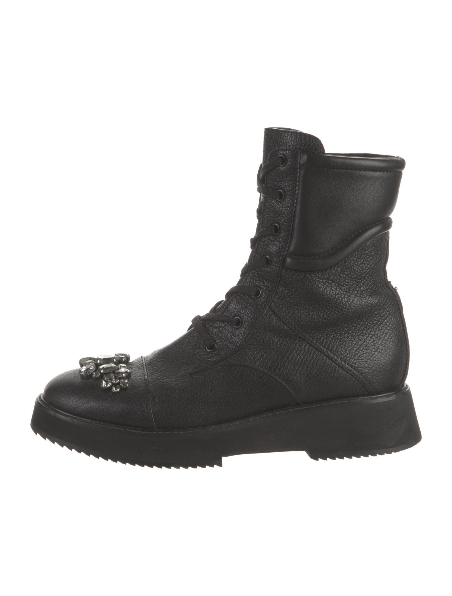 Jimmy Choo Rockstud Accents Leather Combat Boots