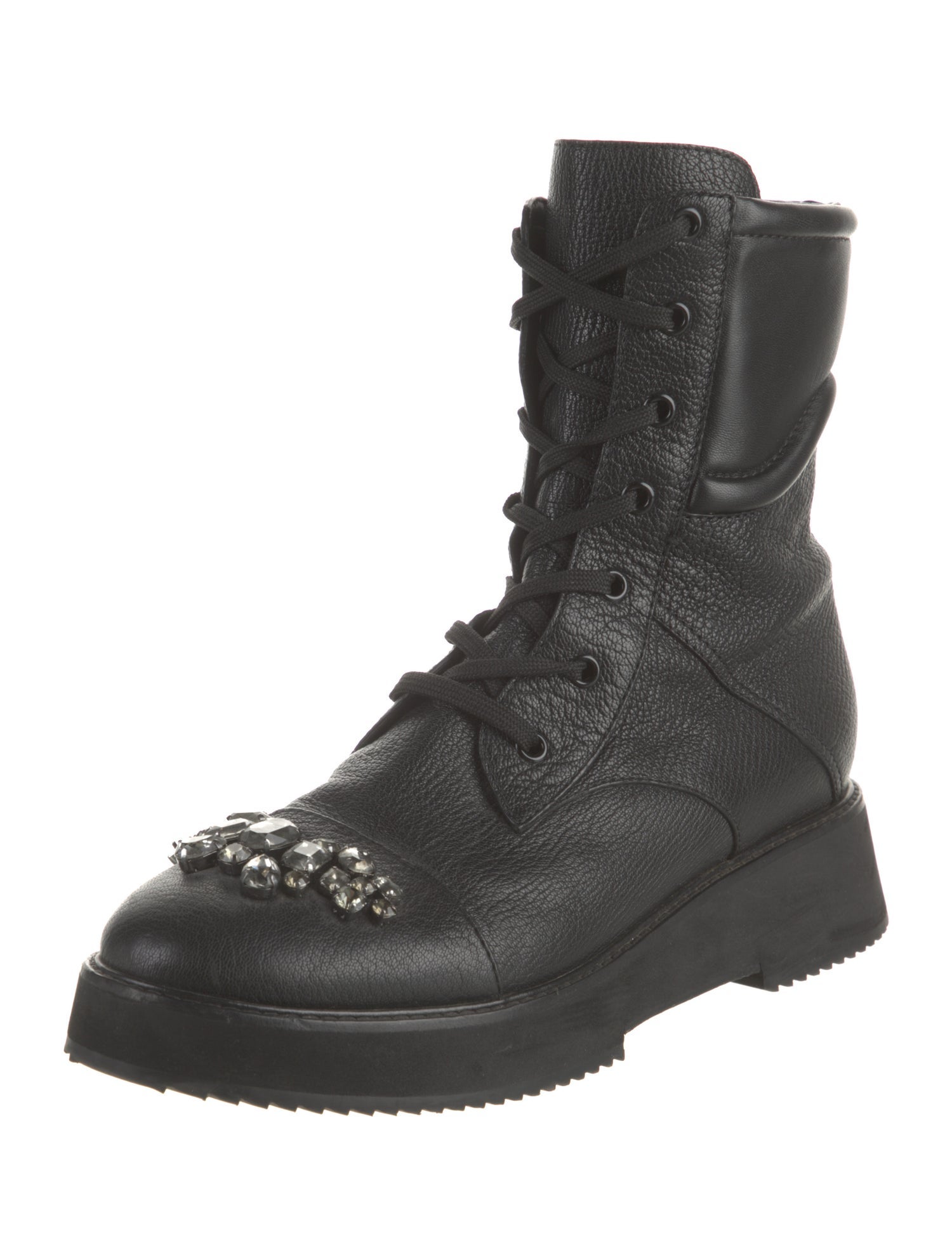 Jimmy Choo Rockstud Accents Leather Combat Boots