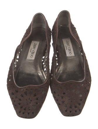 Jimmy Choo Suede Lasercut Accents Ballet Flats