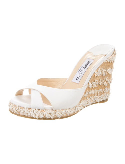 Jimmy Choo Canvas Fringe Trim Accent Espadrilles
