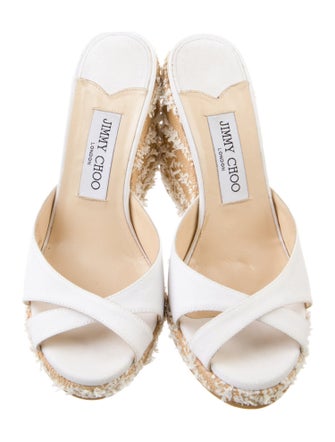 Jimmy Choo Canvas Fringe Trim Accent Espadrilles