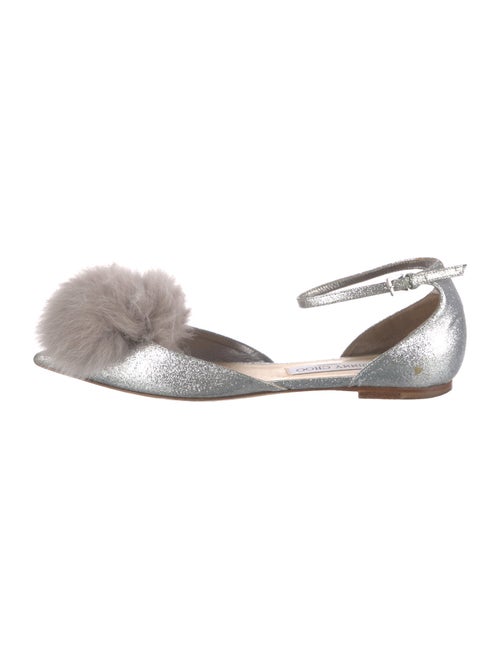 Jimmy Choo Glitter Fur Trim D'Orsay Flats