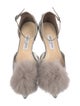 Jimmy Choo Glitter Fur Trim D'Orsay Flats