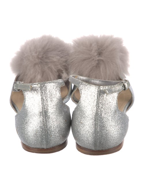 Jimmy Choo Glitter Fur Trim D'Orsay Flats