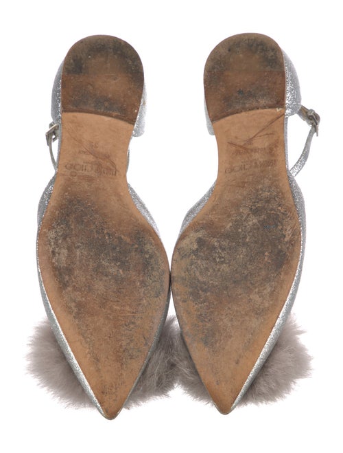 Jimmy Choo Glitter Fur Trim D'Orsay Flats