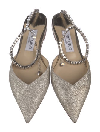 Jimmy Choo Glitter Glitter Accents Slingback Flats