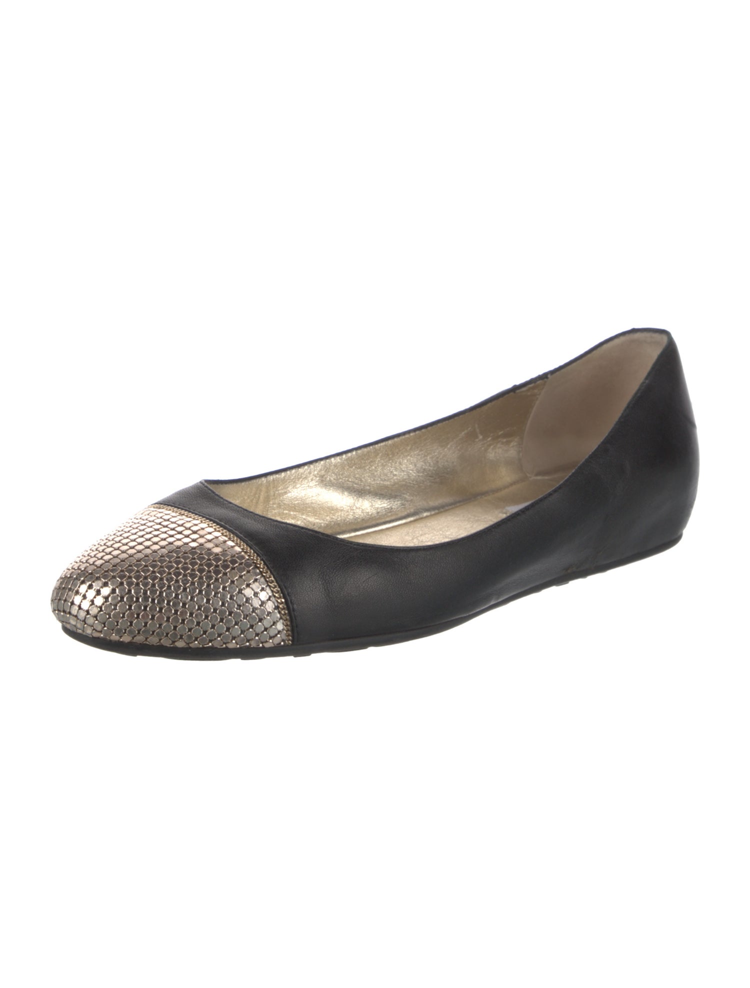 Jimmy Choo Leather Colorblock Pattern Ballet Flats