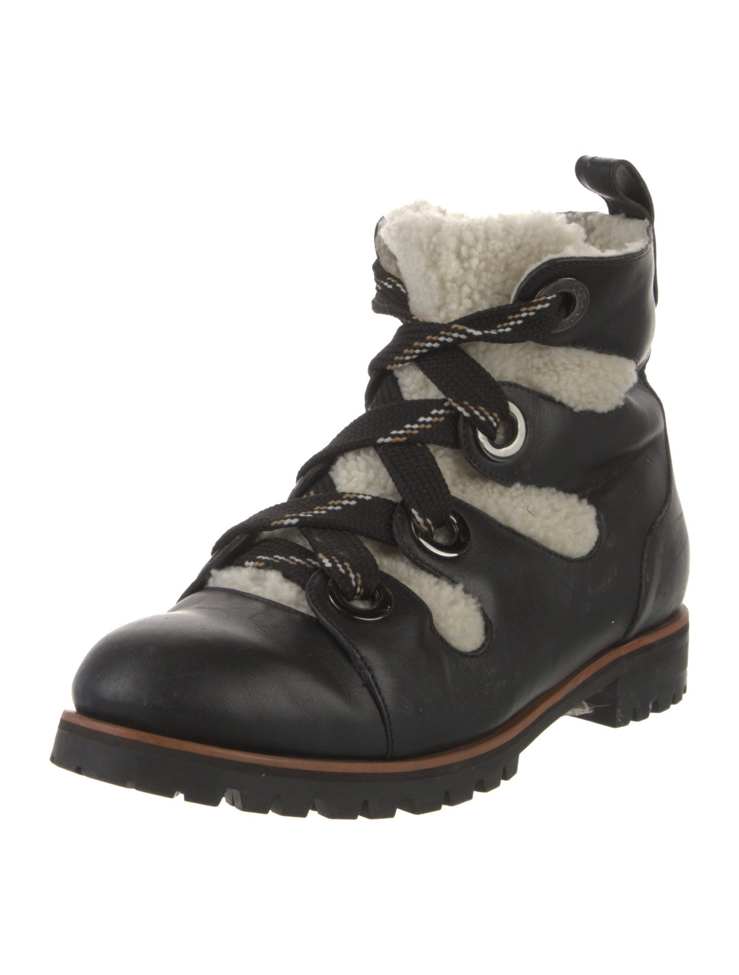 Jimmy Choo Leather Colorblock Pattern Hiking Boots