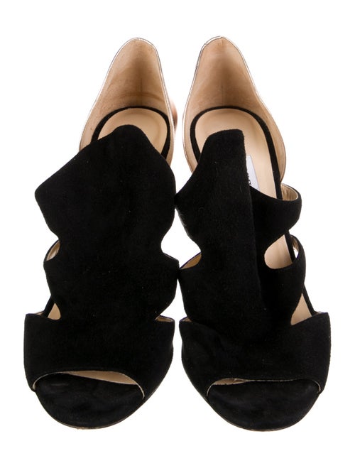 Jimmy Choo Suede Leather Trim Embellishment D'Orsay Pumps