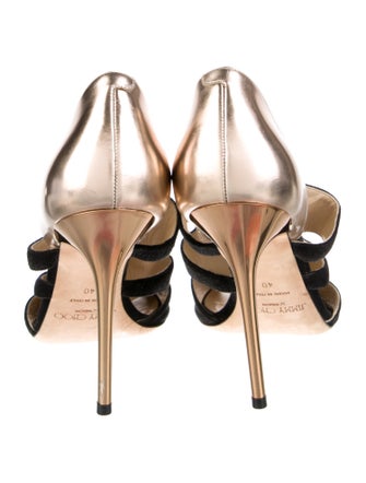 Jimmy Choo Suede Leather Trim Embellishment D'Orsay Pumps