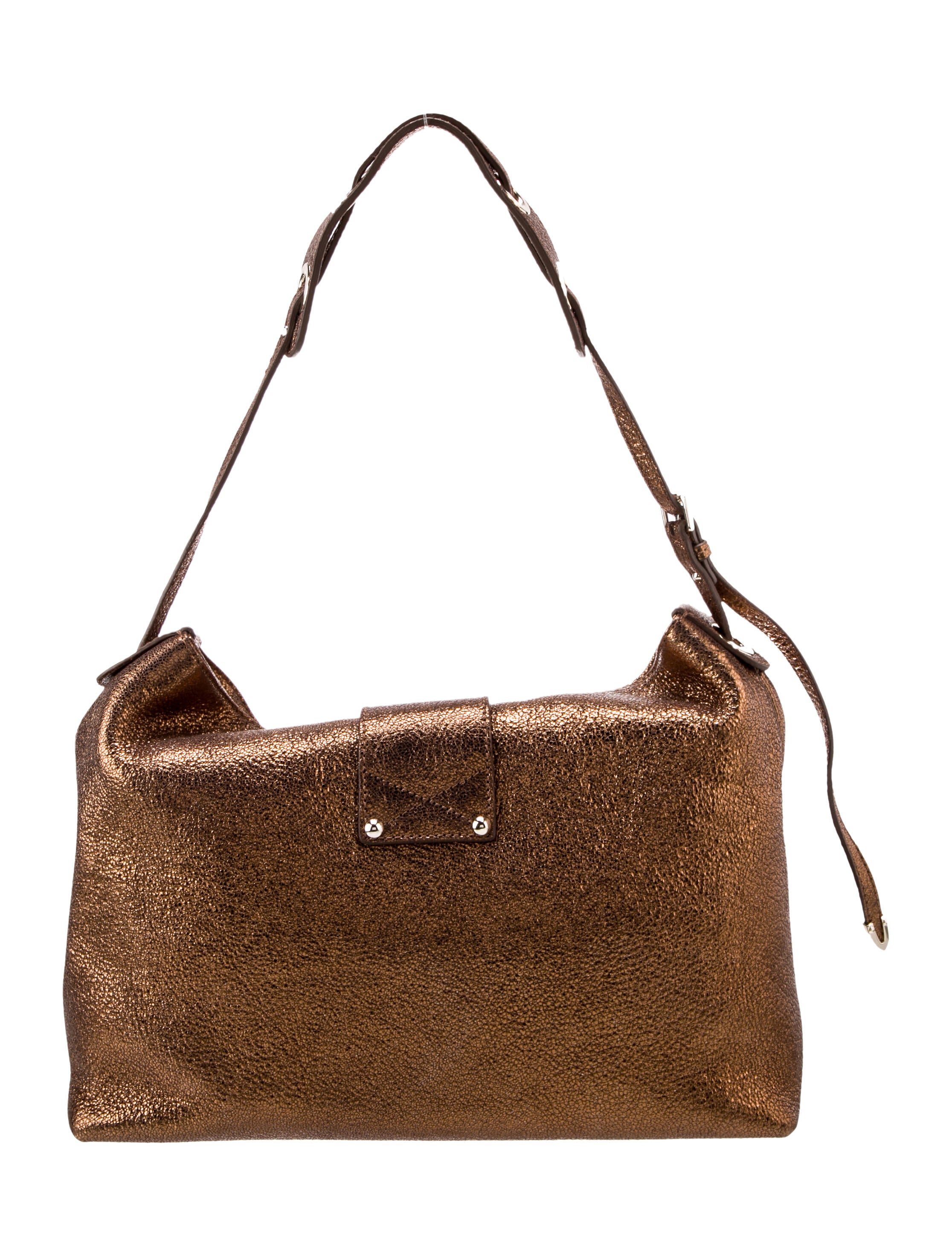 Jimmy Choo Leather Shoulder Bag - Gold Shoulder Bags, Handbags ...