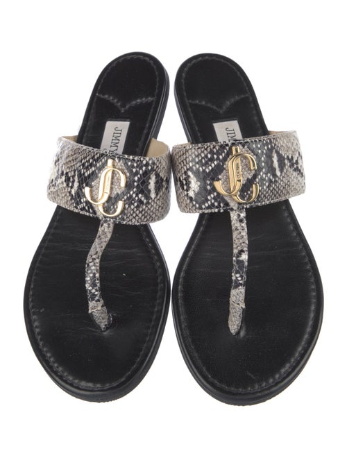 Jimmy Choo Leather Animal Print Flip Flops