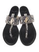 Jimmy Choo Leather Animal Print Flip Flops