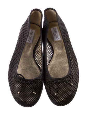 Jimmy Choo Leather Bow Accents Ballet Flats