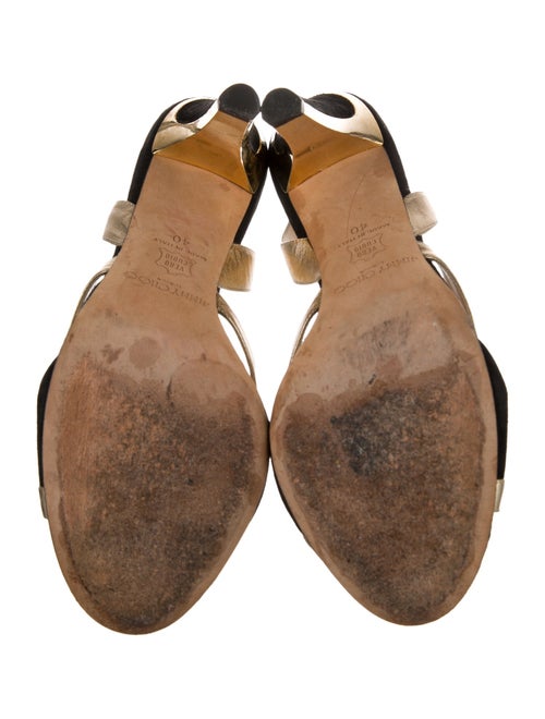 Jimmy Choo Suede Colorblock Pattern Slingback Sandals