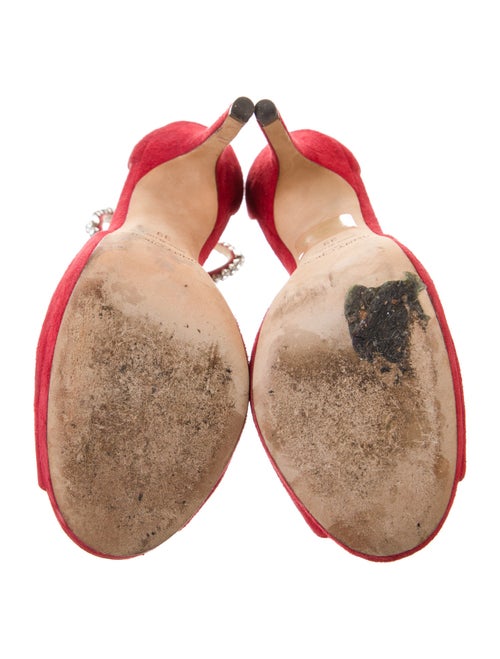 Jimmy Choo Suede Crystal Embellishments T-Strap Pumps