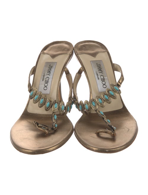 Jimmy Choo Leather Crystal Embellishments Flip Flops