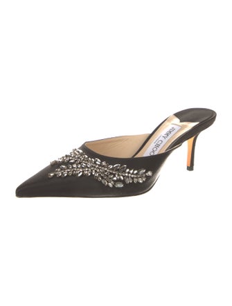Jimmy Choo Satin Crystal Embellishments Mules