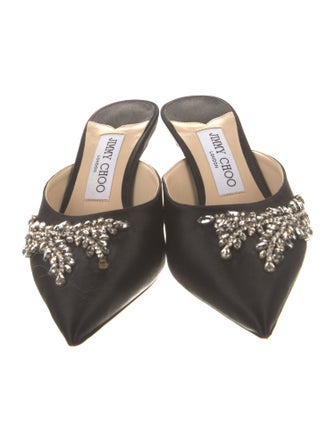 Jimmy Choo Satin Crystal Embellishments Mules