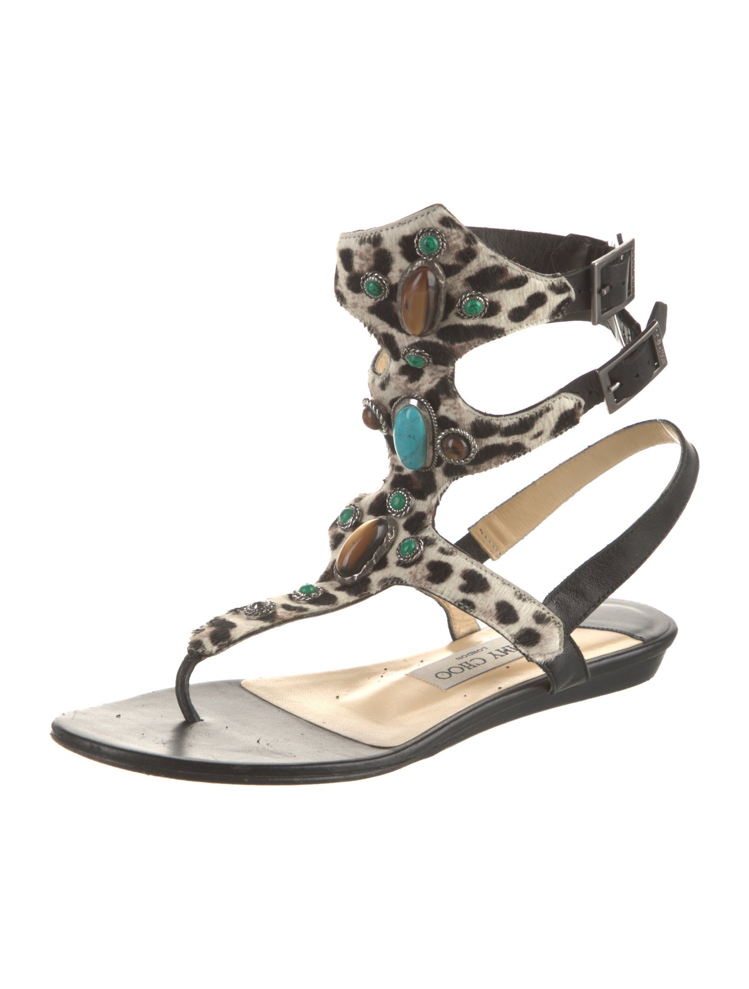 Jimmy Choo Ponyhair Animal Print Gladiator Sandals