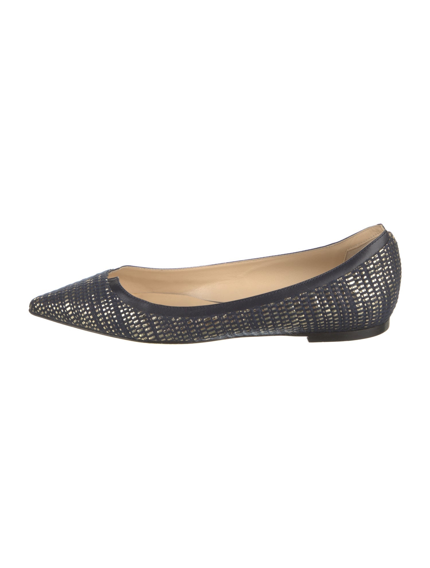 Jimmy Choo Glitter Lace Trim Embellishment Flats