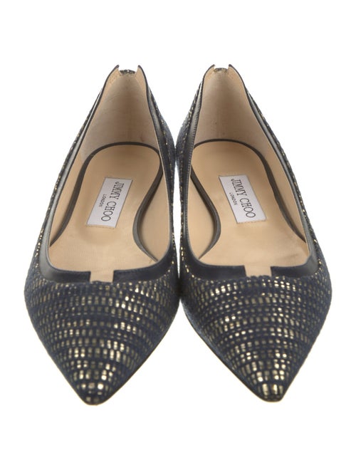 Jimmy Choo Glitter Lace Trim Embellishment Flats