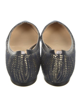 Jimmy Choo Glitter Lace Trim Embellishment Flats