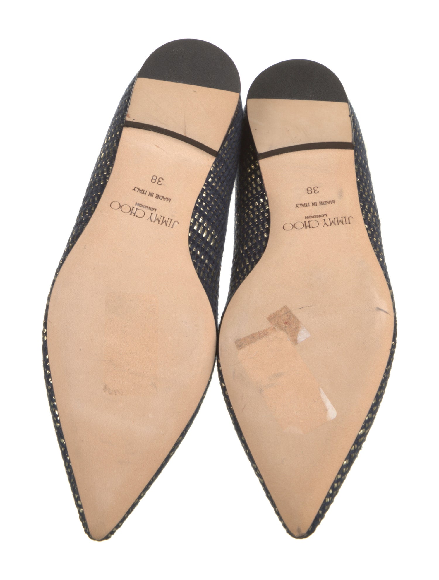 Jimmy Choo Glitter Lace Trim Embellishment Flats