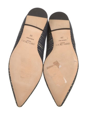 Jimmy Choo Glitter Lace Trim Embellishment Flats