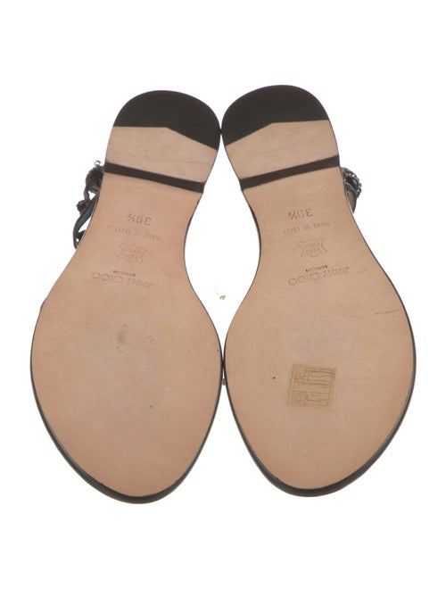 Jimmy Choo Leather Crystal Embellishments T-Strap Sandals