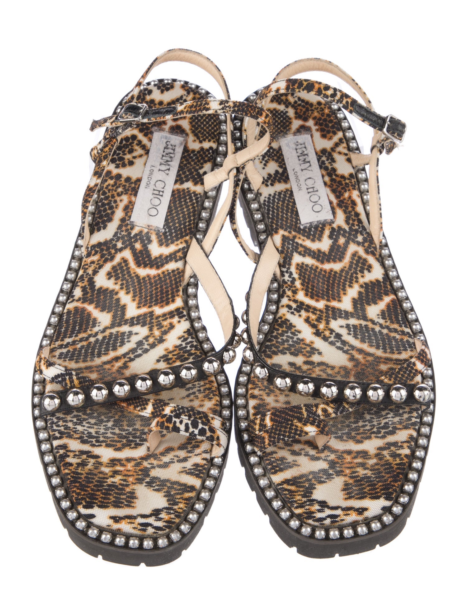 Jimmy Choo Animal Print Studded Accents Sandals
