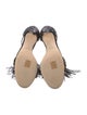 Jimmy Choo Crystal Feather Trim T-Strap Sandals