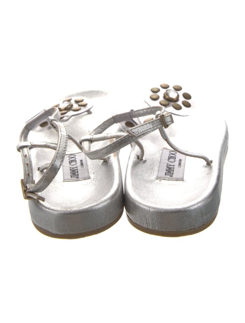 Jimmy Choo Leather Studded Accents T-Strap Sandals