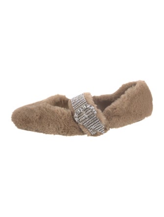 Jimmy Choo Faux Fur Crystal Embellishments Mules