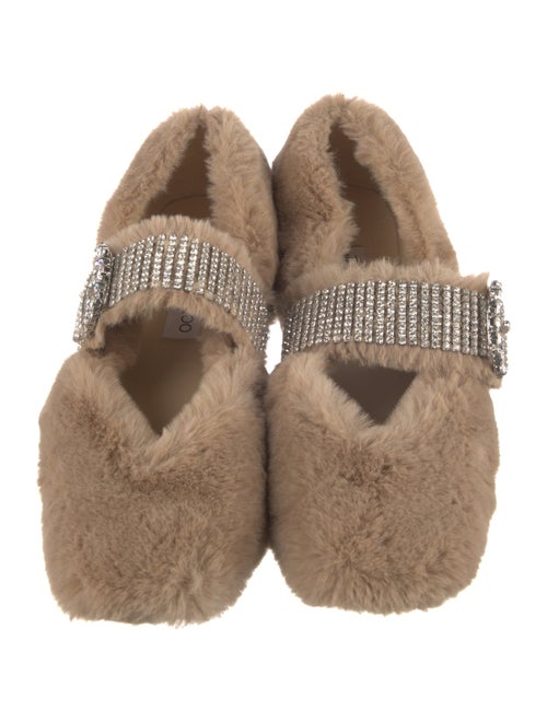 Jimmy Choo Faux Fur Crystal Embellishments Mules